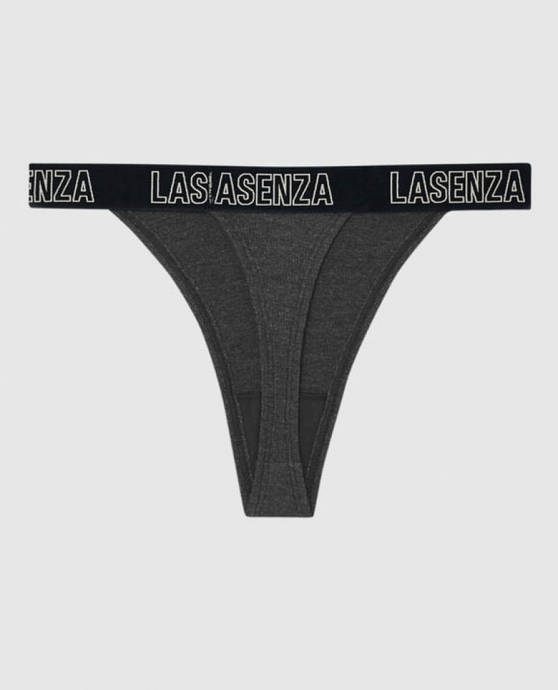 Women's La Senza Thong Panty Underwear Black | l6pyFilE