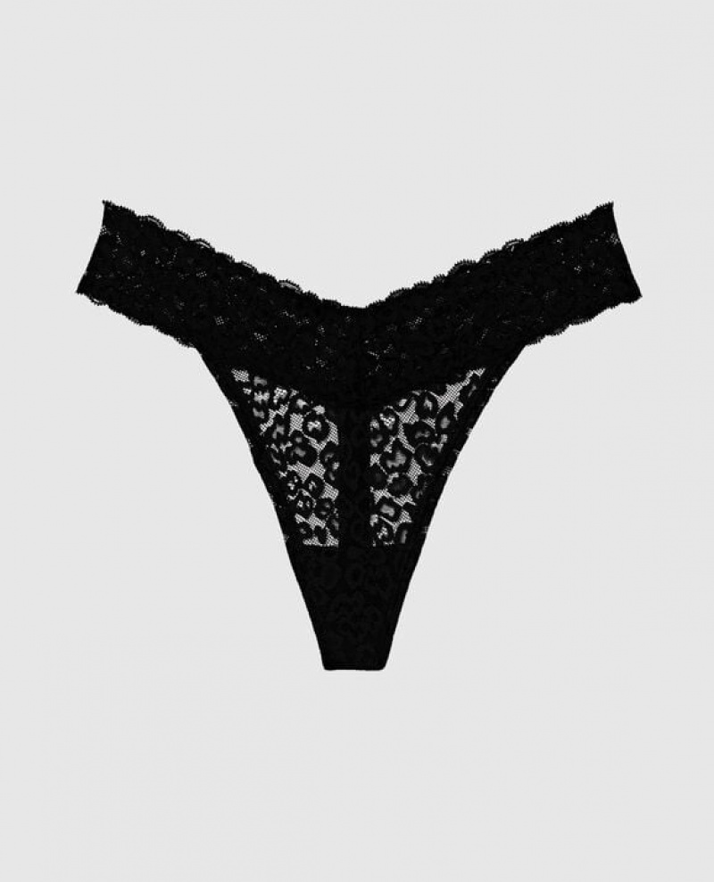 Women\'s La Senza Thong Panty Underwear Black | atP0xBRs