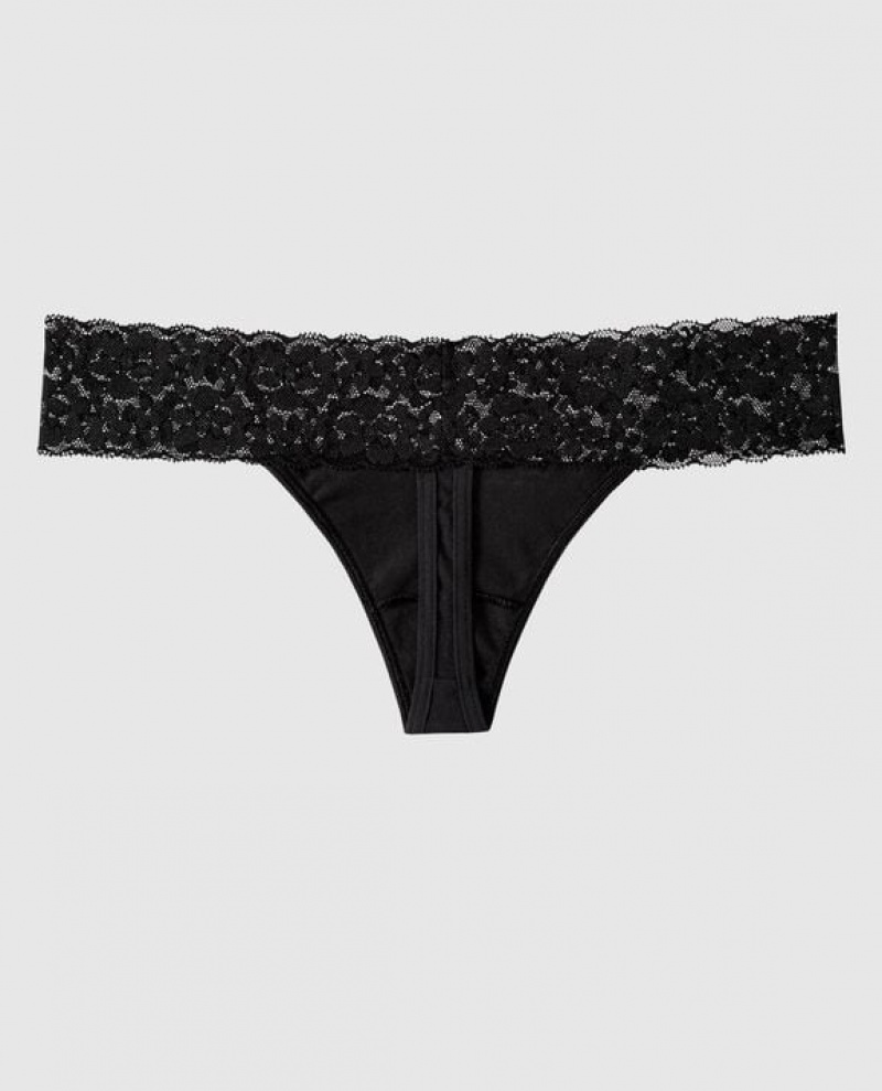 Women's La Senza Thong Panty Underwear Black | cIkpOxh6