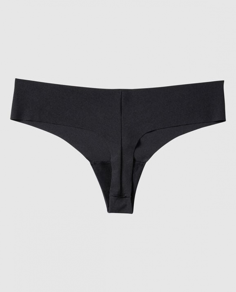 Women's La Senza Thong Panty Underwear Black | tUTaYdnp