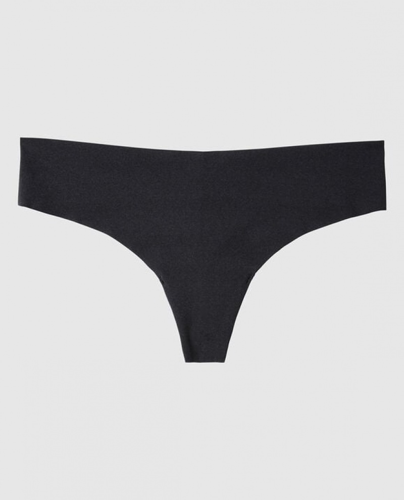 Women\'s La Senza Thong Panty Underwear Black | tUTaYdnp