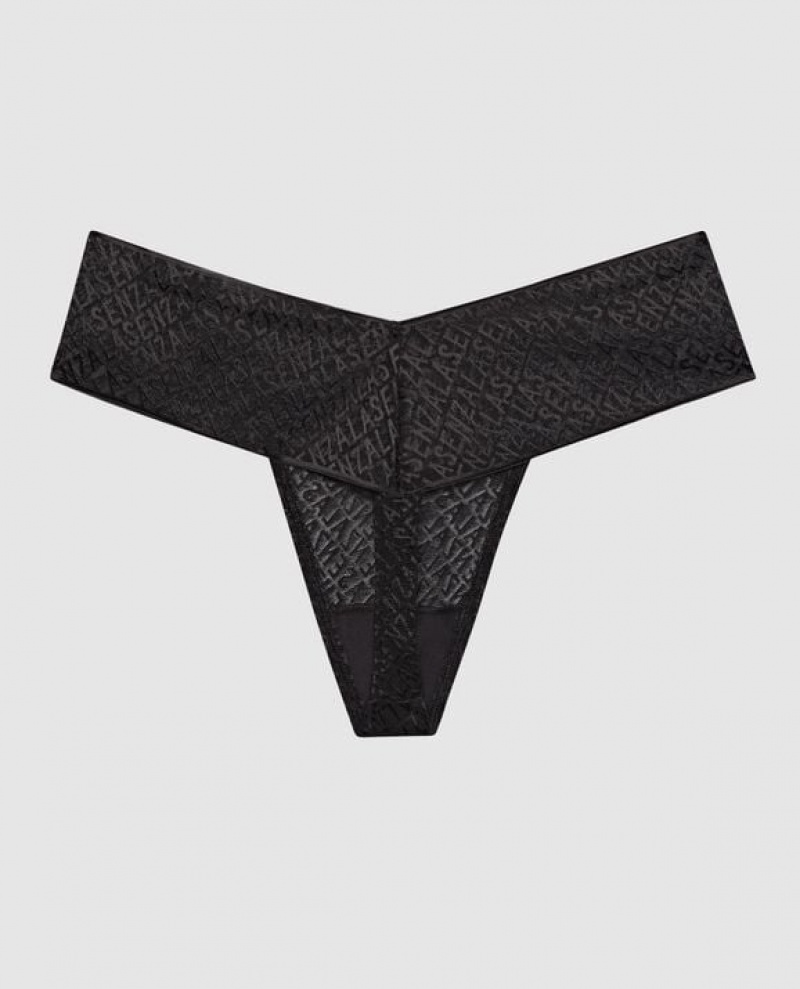 Women's La Senza Thong Panty Underwear Black | 0c6ur1EC