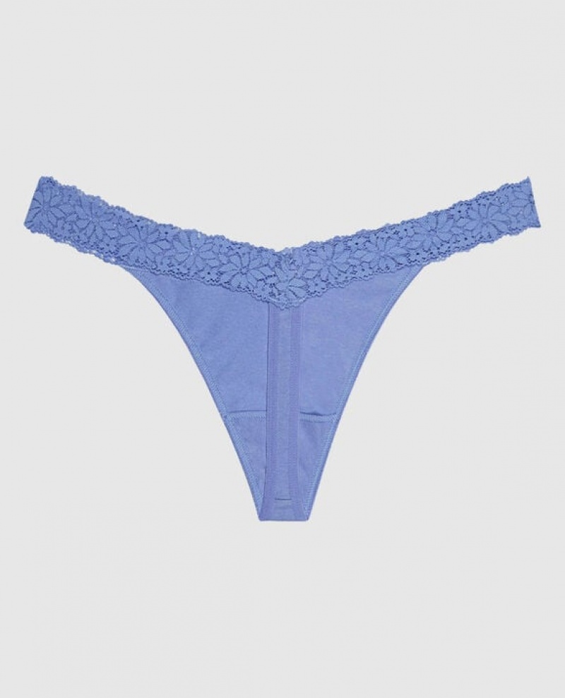 Women's La Senza Thong Panty Underwear Blue | QobyhIt7