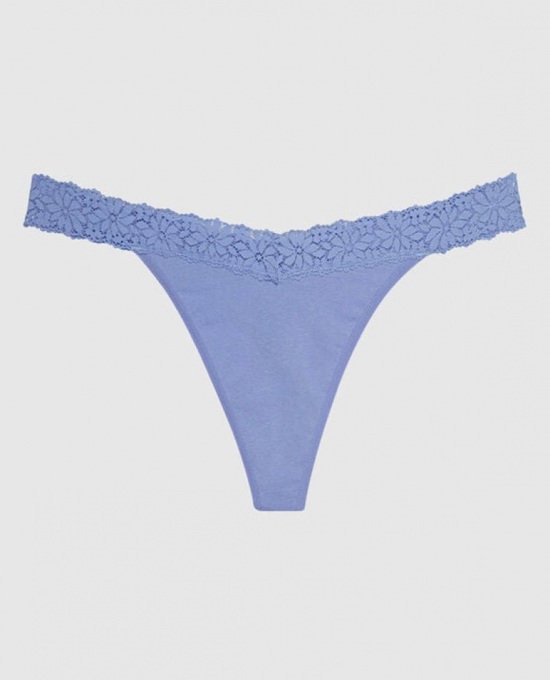 Women\'s La Senza Thong Panty Underwear Blue | QobyhIt7