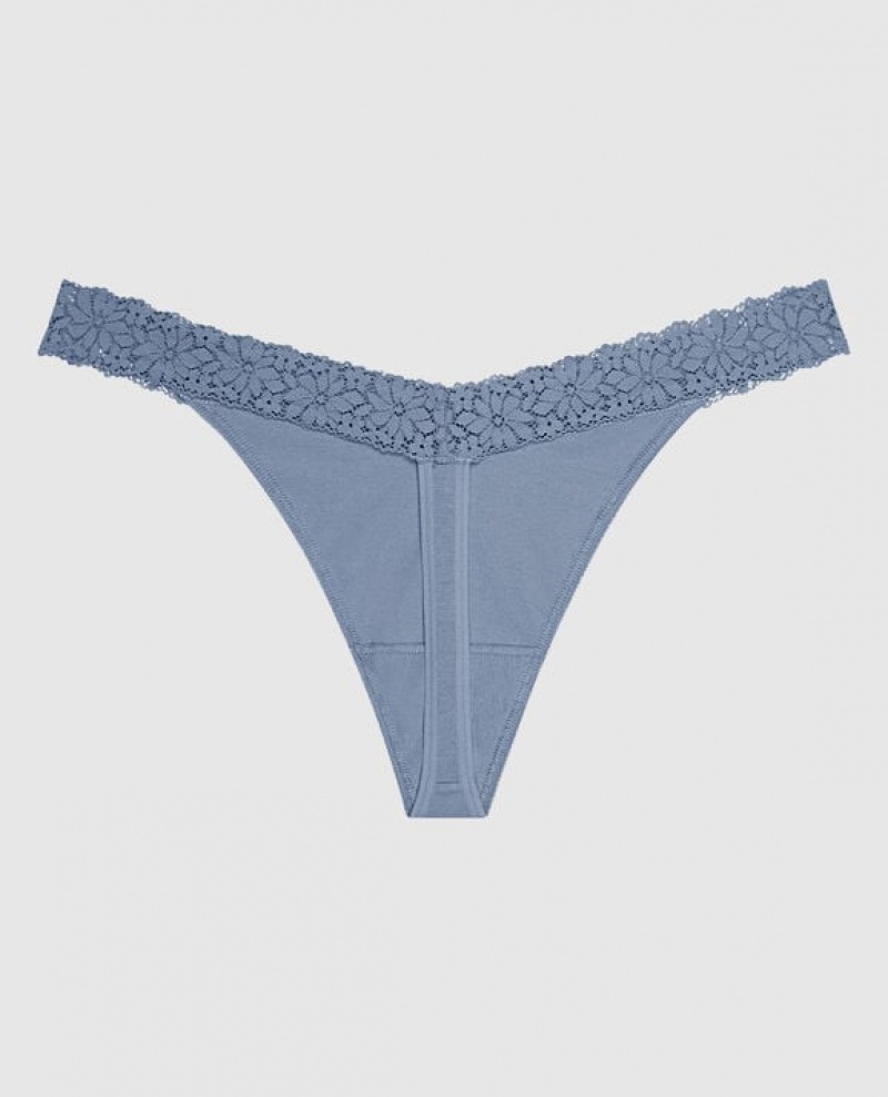 Women's La Senza Thong Panty Underwear Blue | olNLp8x0