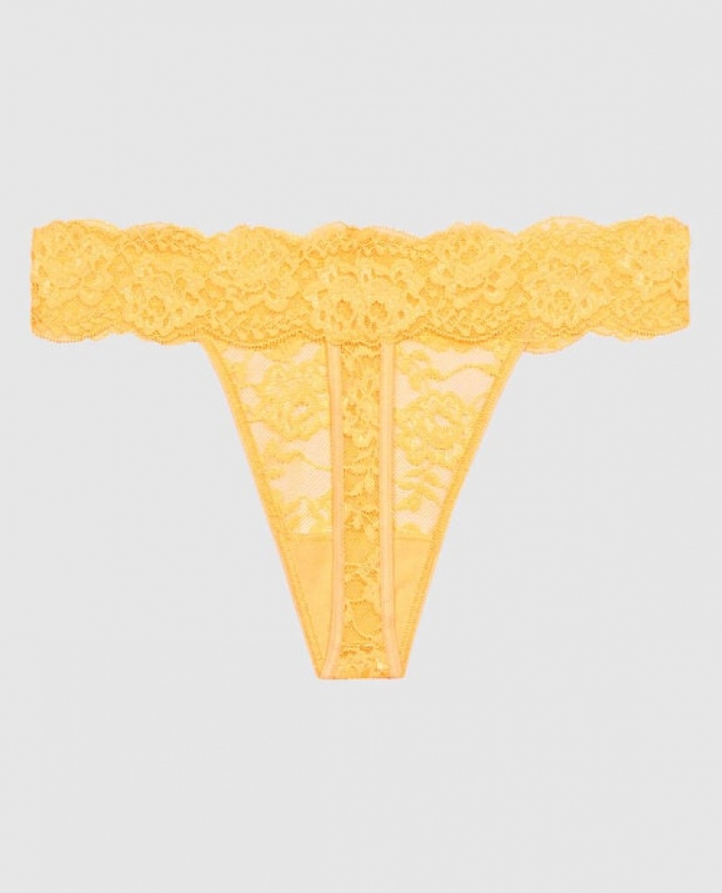 Women's La Senza Thong Panty Underwear Cream | exZvUmvD