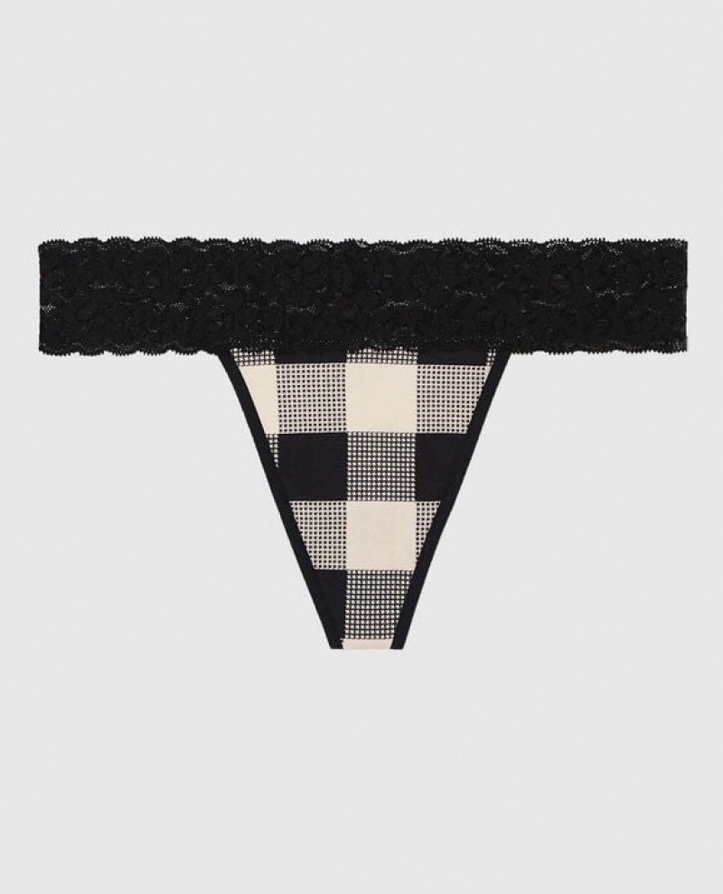 Women\'s La Senza Thong Panty Underwear Festive Check | WXGufydI