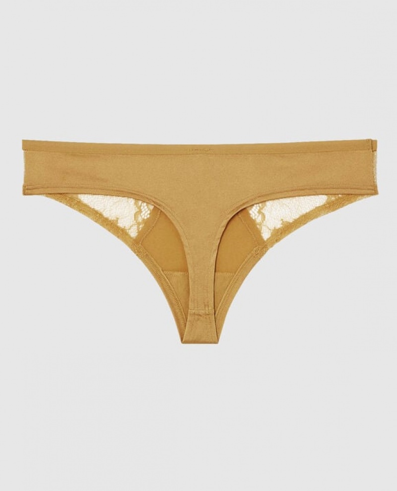 Women's La Senza Thong Panty Underwear Gold | i9dWJL66