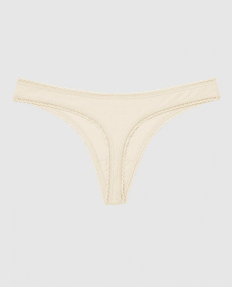 Women's La Senza Thong Panty Underwear Pearl | yQybEqmG