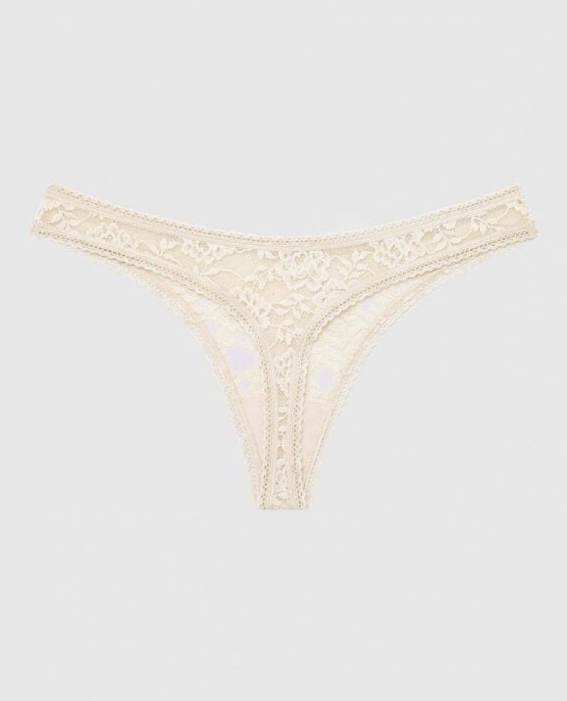 Women's La Senza Thong Panty Underwear Pearl | Ty4cB6mx