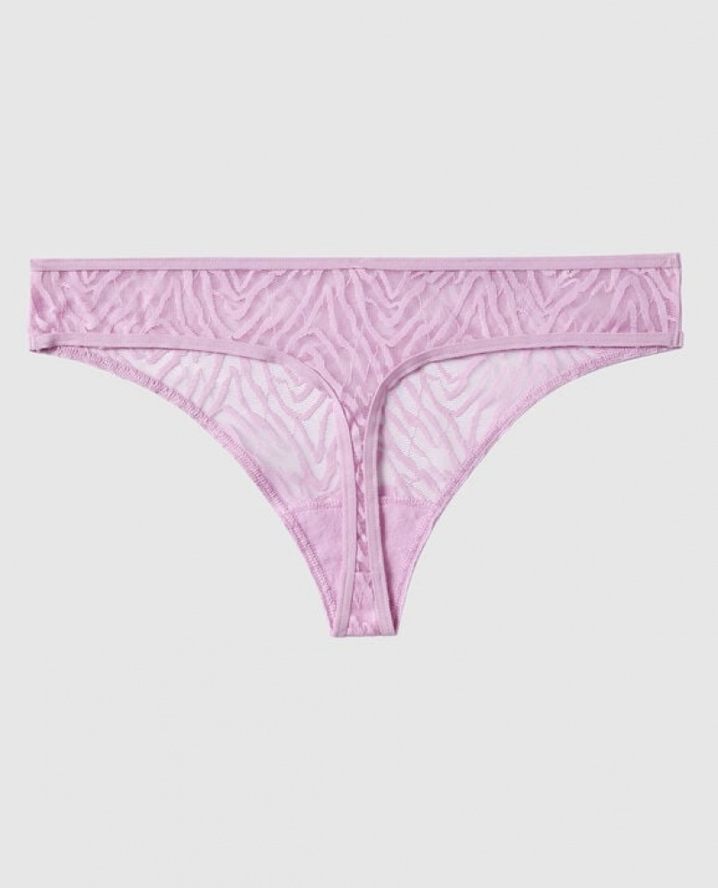 Women's La Senza Thong Panty Underwear Purple | 2zFe9klQ