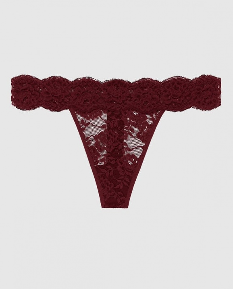 Women\'s La Senza Thong Panty Underwear Red Burgundy | I6gBuN2W