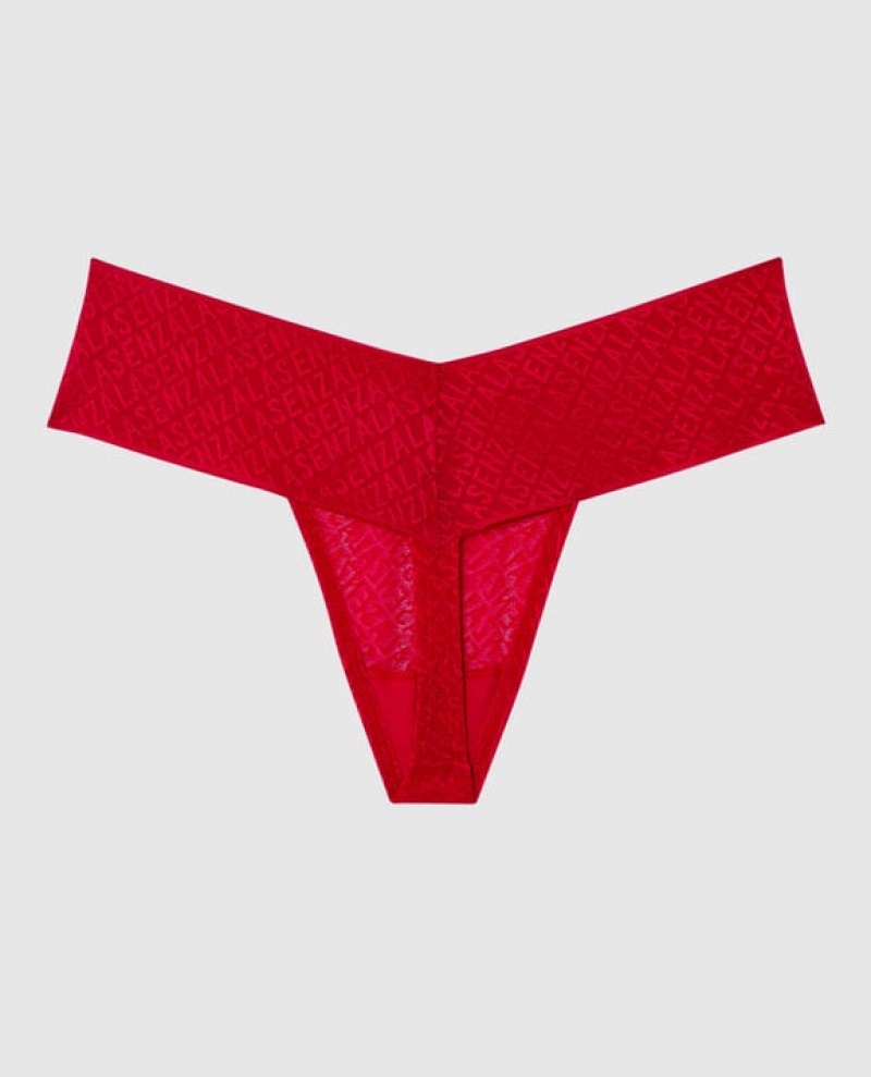 Women's La Senza Thong Panty Underwear Red | 3VydZsNX