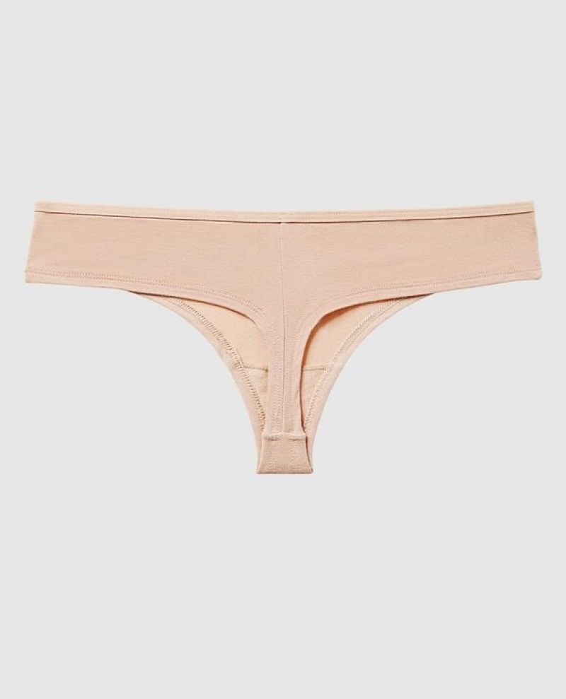 Women's La Senza Thong Panty Underwear Rosetan | IRXyZBcI