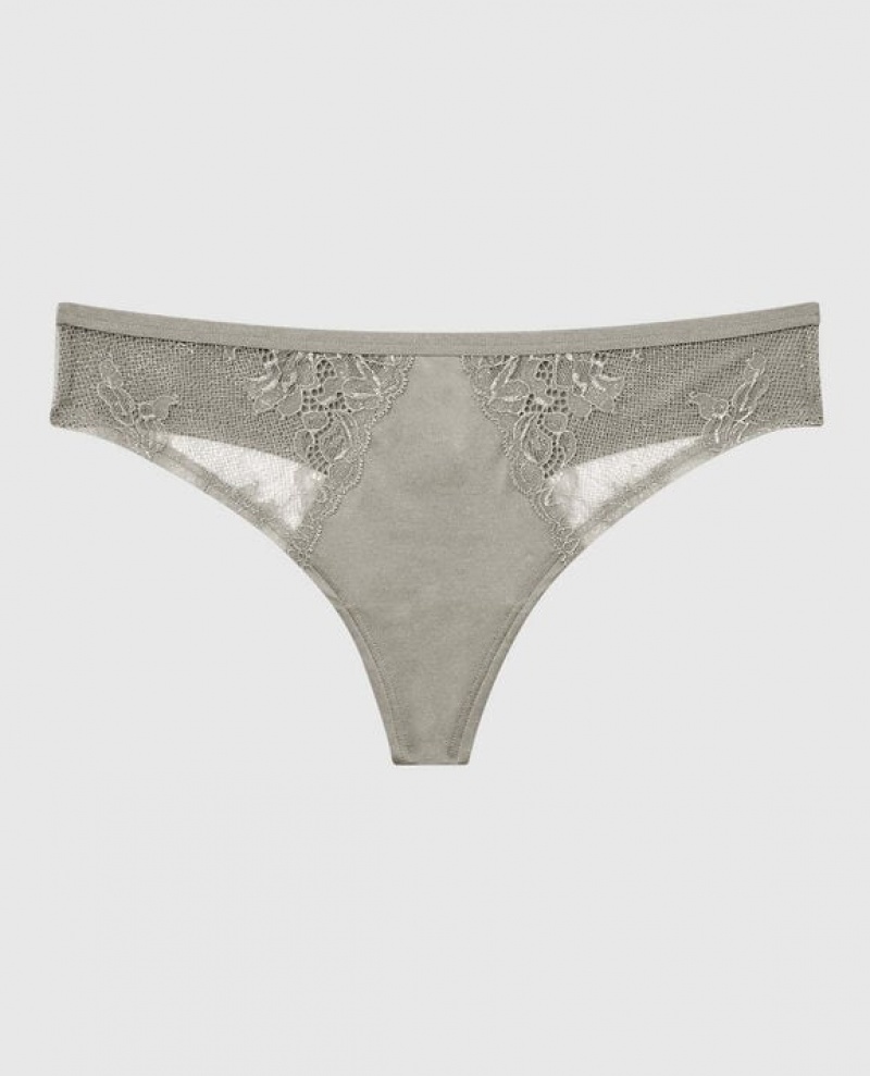 Women\'s La Senza Thong Panty Underwear Silver | bXwS6oTz