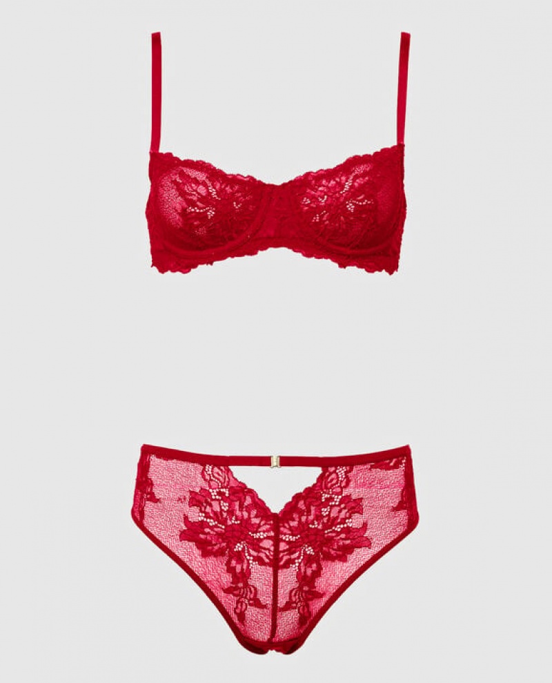 Women's La Senza Unlined Balconette Bra Lingerie Red | IuB1X9LV