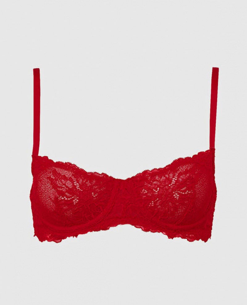 Women\'s La Senza Unlined Balconette Bra Lingerie Red | IuB1X9LV