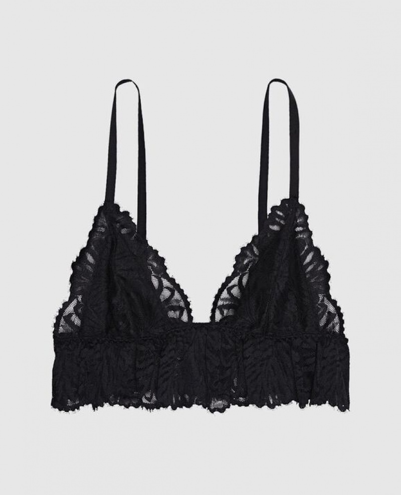 Women's La Senza Unlined Lace Bralette Lingerie Black | PDtMQ2Je