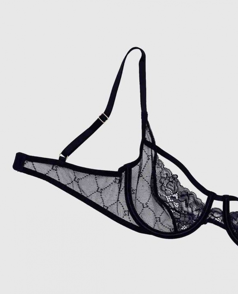 Women's La Senza Unlined Lace Bras Black | 1Qa6waOE