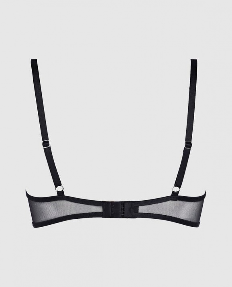 Women's La Senza Unlined Mesh Bra Lingerie Black | zVbOYYMG