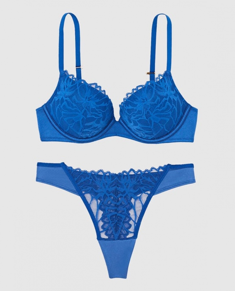 Women's La Senza Up 2 Cup Push Up Bras Deep Blue | EB1MrDiQ