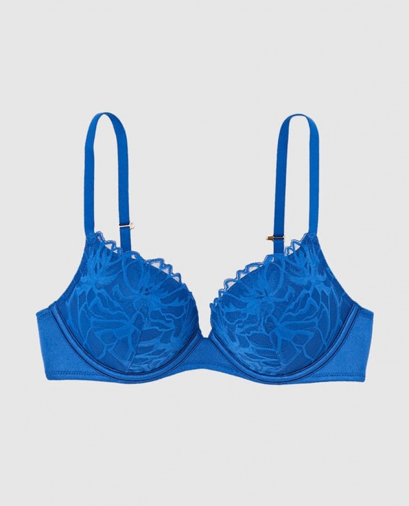 Women\'s La Senza Up 2 Cup Push Up Bras Deep Blue | EB1MrDiQ