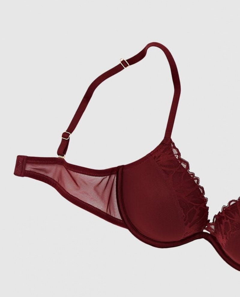 Women's La Senza Up 2 Cup Push Up Bras Red Burgundy | sHjVvvIq