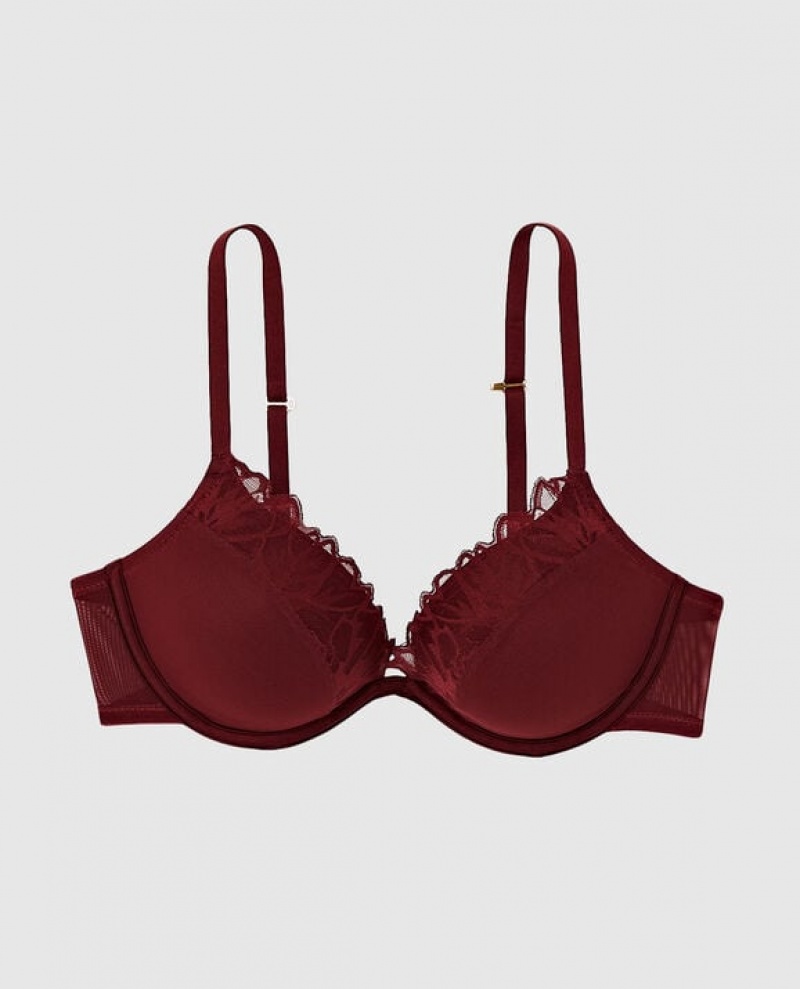 Women\'s La Senza Up 2 Cup Push Up Bras Red Burgundy | sHjVvvIq