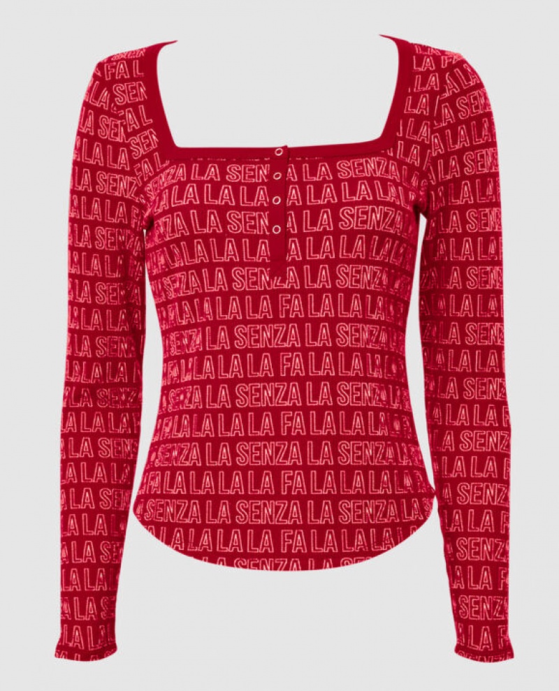 Women\'s La Senza Waffle Henley Sleepwear Fa La La LaSenza | i3jIIH1O