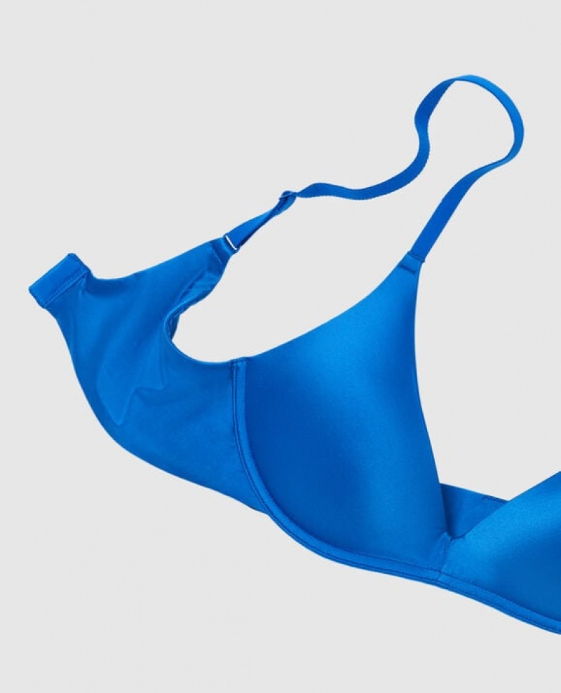 Women's La Senza Wireless Light Push Up Bras Deep Blue | iinu0FQ9