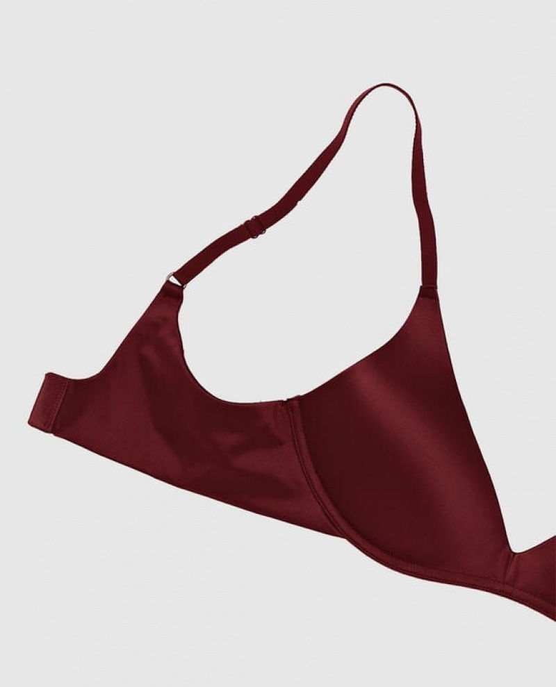 Women's La Senza Wireless Light Push Up Bras Red Burgundy | fKmabLqA