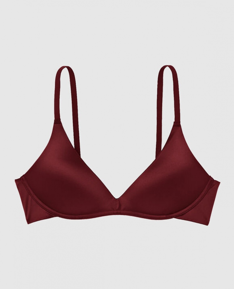 Women\'s La Senza Wireless Light Push Up Bras Red Burgundy | fq2zYttB